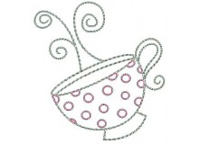 Stickdatei TEA PARTY Fransenappli Tasse 1